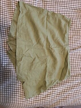 Olive Green Linen Blend Mini Skort